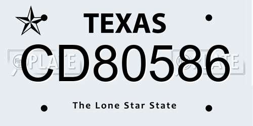 CD80586 Texas License Plate