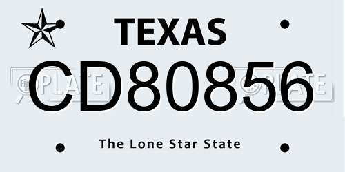CD80856 Texas License Plate