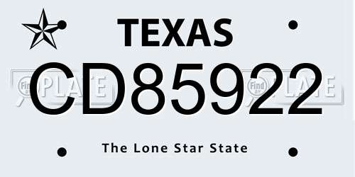 CD85922 Texas License Plate