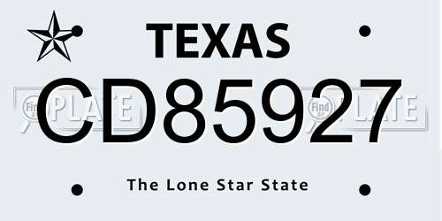 CD85927 Texas License Plate