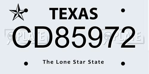 CD85972 Texas License Plate