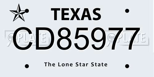 CD85977 Texas License Plate