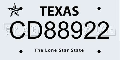 CD88922 Texas License Plate