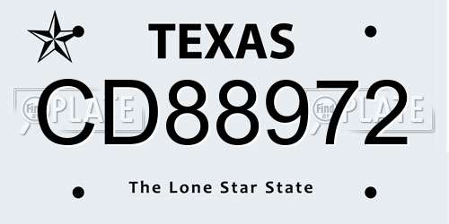 CD88972 Texas License Plate