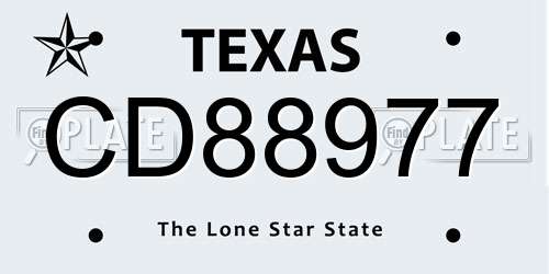 CD88977 Texas License Plate