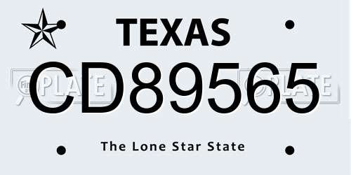 CD89565 Texas License Plate