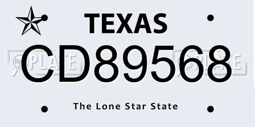 CD89568 Texas License Plate