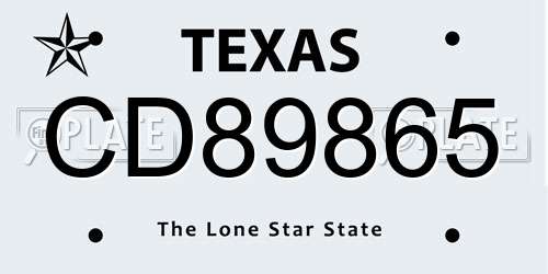 CD89865 Texas License Plate