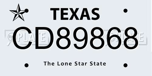 CD89868 Texas License Plate