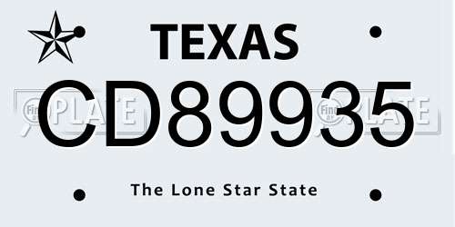 CD89935 Texas License Plate