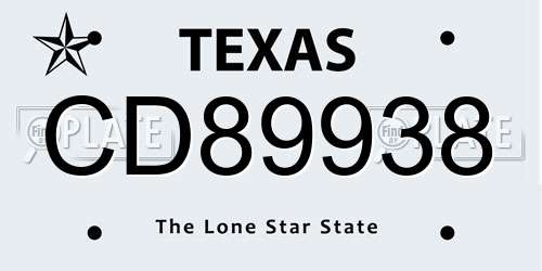 CD89938 Texas License Plate