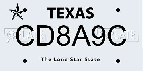CD8A9C Texas License Plate