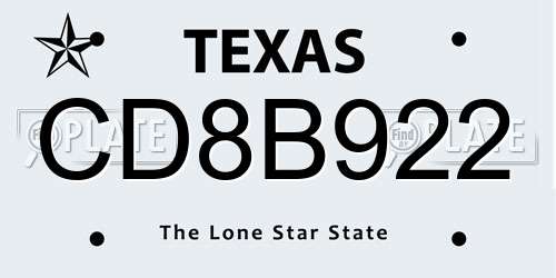 CD8B922 Texas License Plate