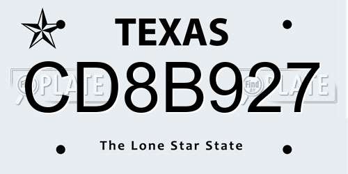 CD8B927 Texas License Plate