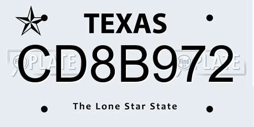 CD8B972 Texas License Plate