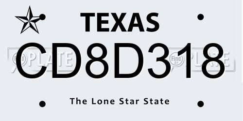 CD8D318 Texas License Plate