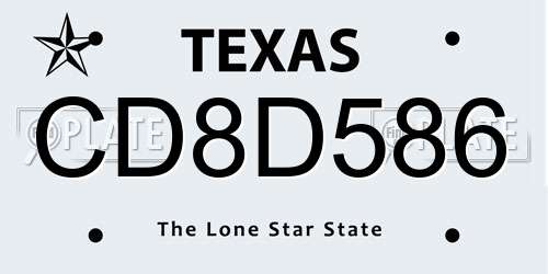 CD8D586 Texas License Plate