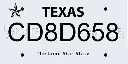 CD8D658 Texas License Plate