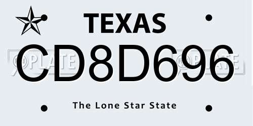 CD8D696 Texas License Plate