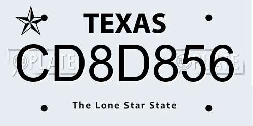 CD8D856 Texas License Plate