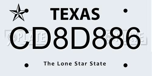 CD8D886 Texas License Plate