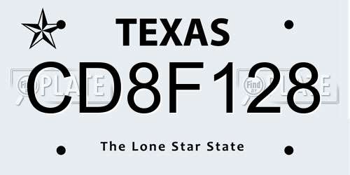CD8F128 Texas License Plate