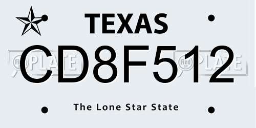 CD8F512 Texas License Plate