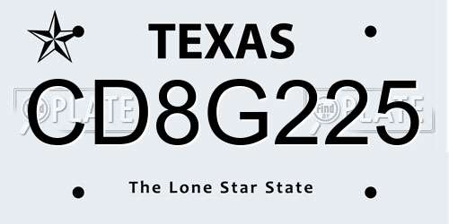 CD8G225 Texas License Plate