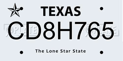 CD8H765 Texas License Plate