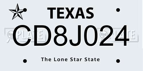 CD8J024 Texas License Plate