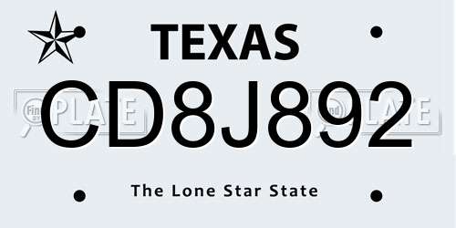 CD8J892 Texas License Plate