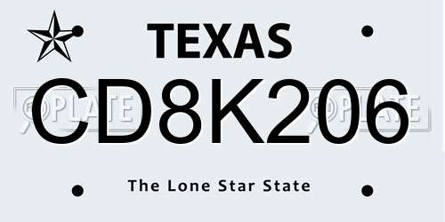 CD8K206 Texas License Plate