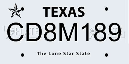 CD8M189 Texas License Plate
