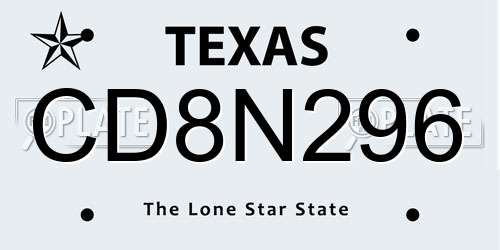 CD8N296 Texas License Plate