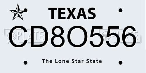 CD8O556 Texas License Plate