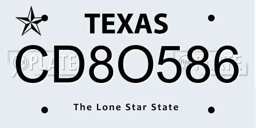 CD8O586 Texas License Plate