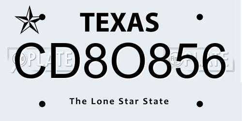 CD8O856 Texas License Plate