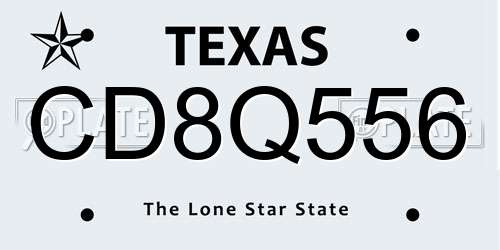 CD8Q556 Texas License Plate