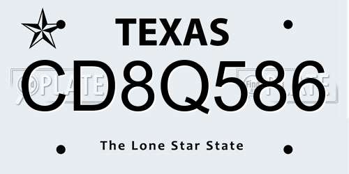 CD8Q586 Texas License Plate