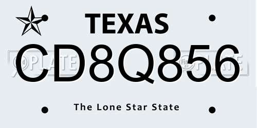CD8Q856 Texas License Plate