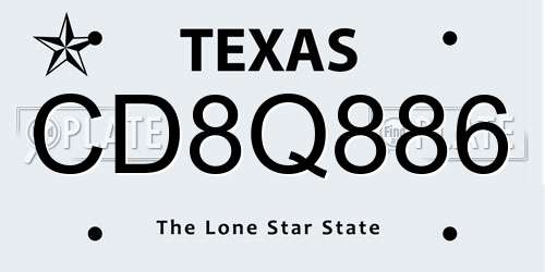 CD8Q886 Texas License Plate