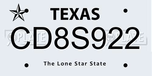 CD8S922 Texas License Plate