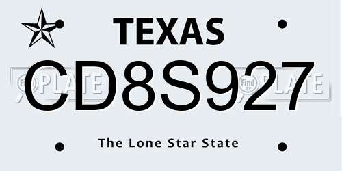 CD8S927 Texas License Plate