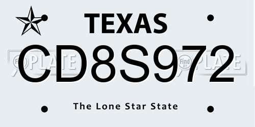 CD8S972 Texas License Plate