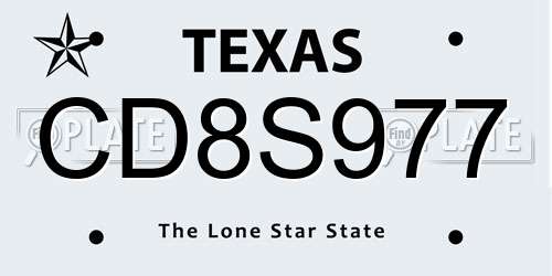 CD8S977 Texas License Plate