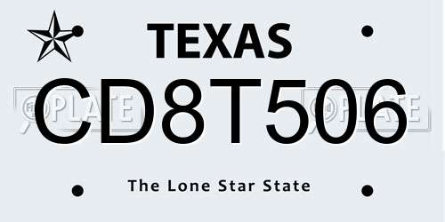 CD8T506 Texas License Plate