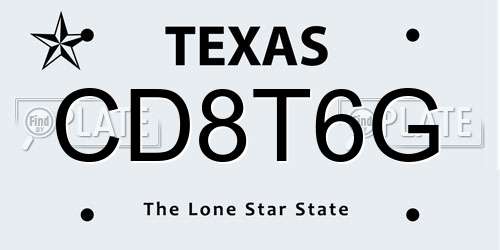 CD8T6G Texas License Plate