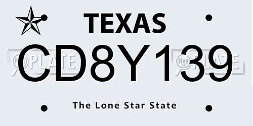 CD8Y139 Texas License Plate