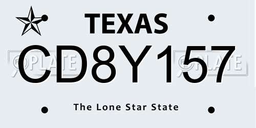 CD8Y157 Texas License Plate