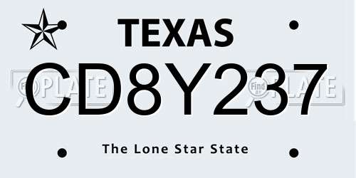 CD8Y237 Texas License Plate